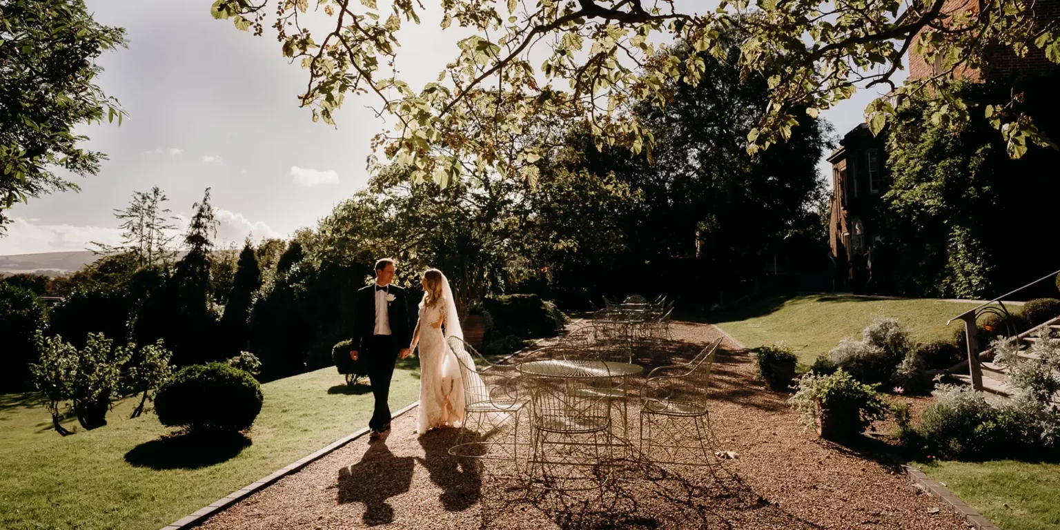 Pelham House bride and groom gardens