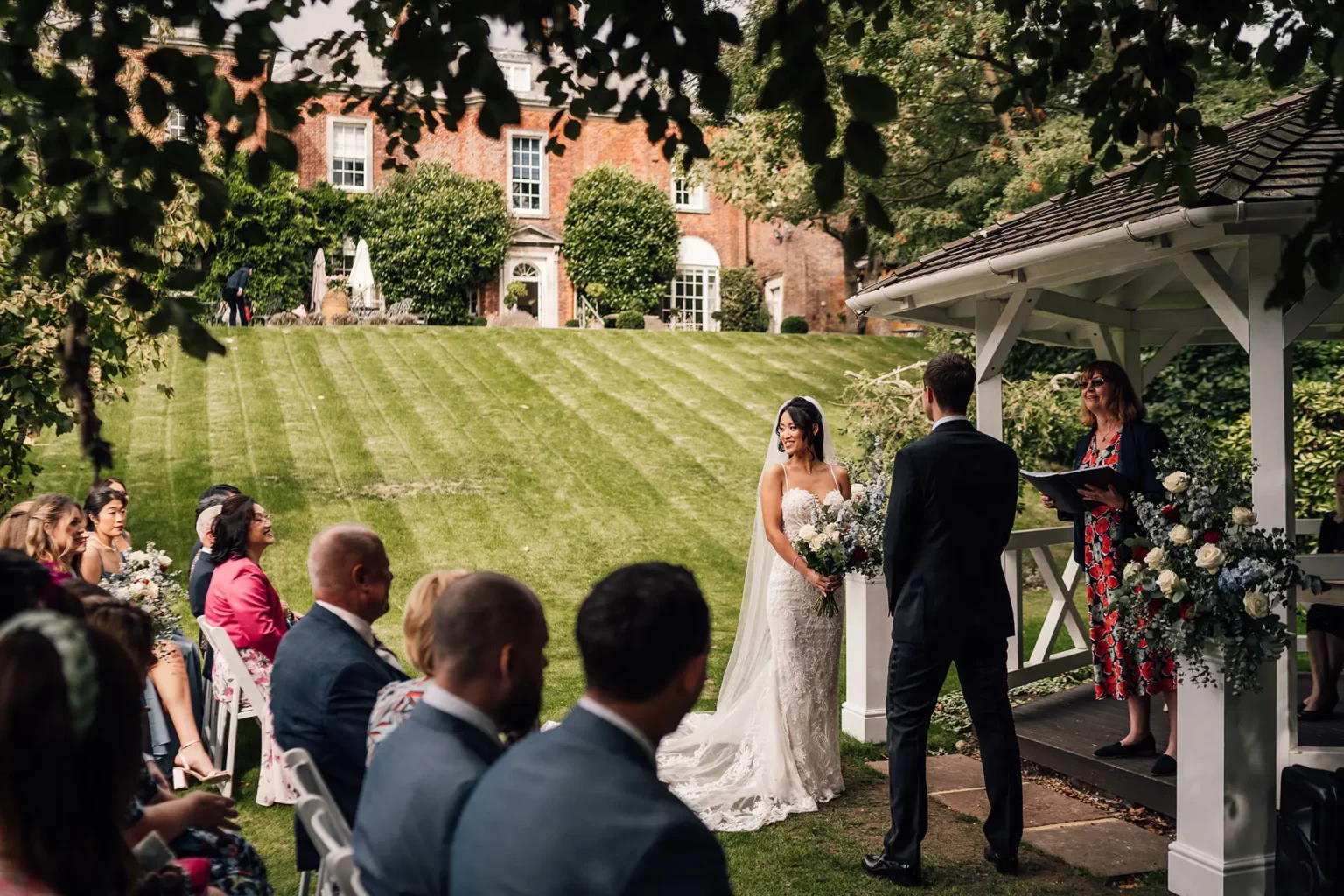 Pelham House Outdoor Wedding Ceremony Under The Gazebo