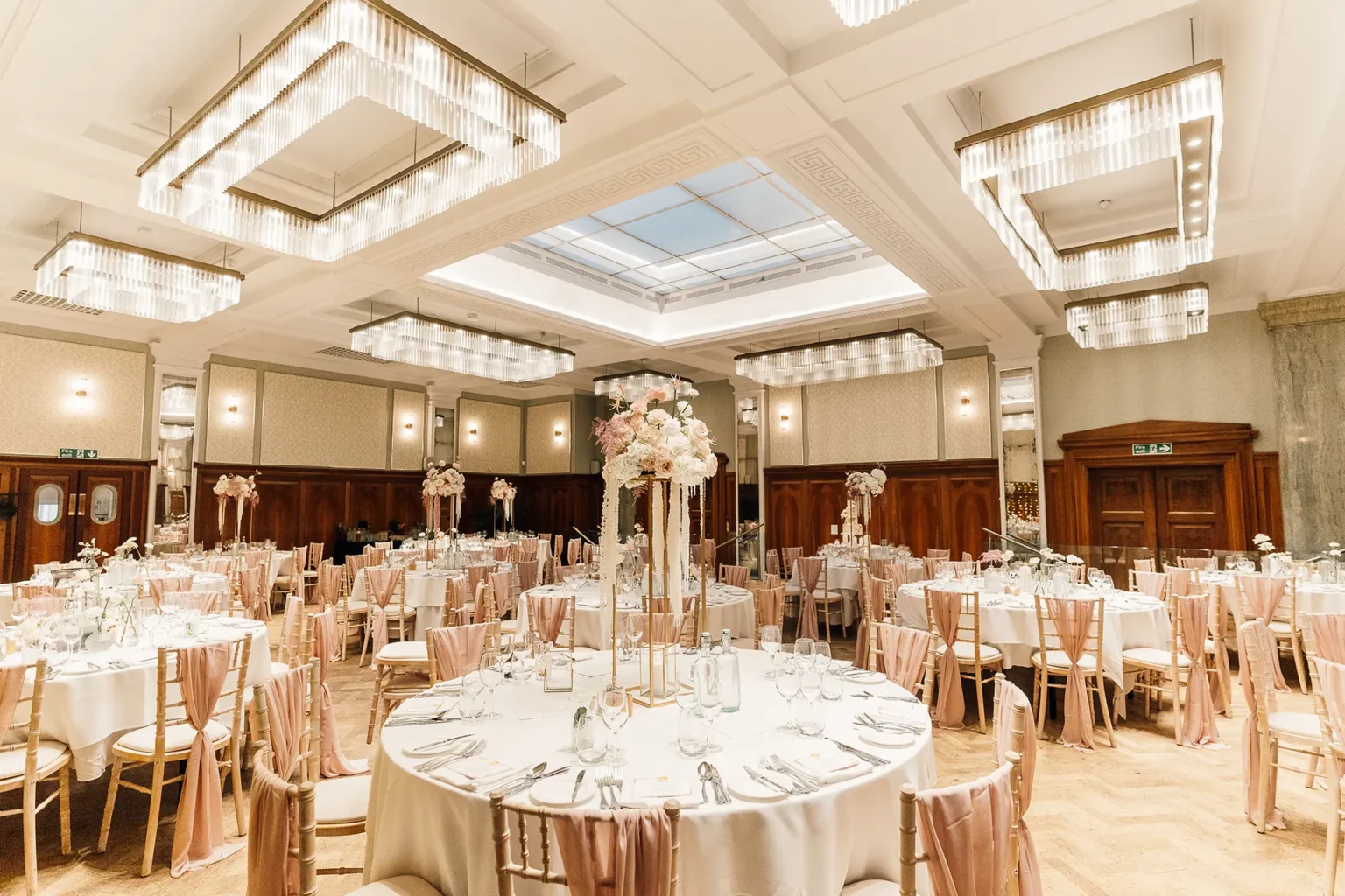 The Blencowe Room dressed for a spring wedding at Pelham House